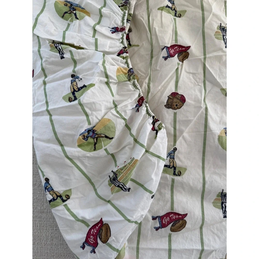 NWOT Pottery Barn Kids MVP Vintage Football Twin Fitted Bed Sheet 100% Cotton
